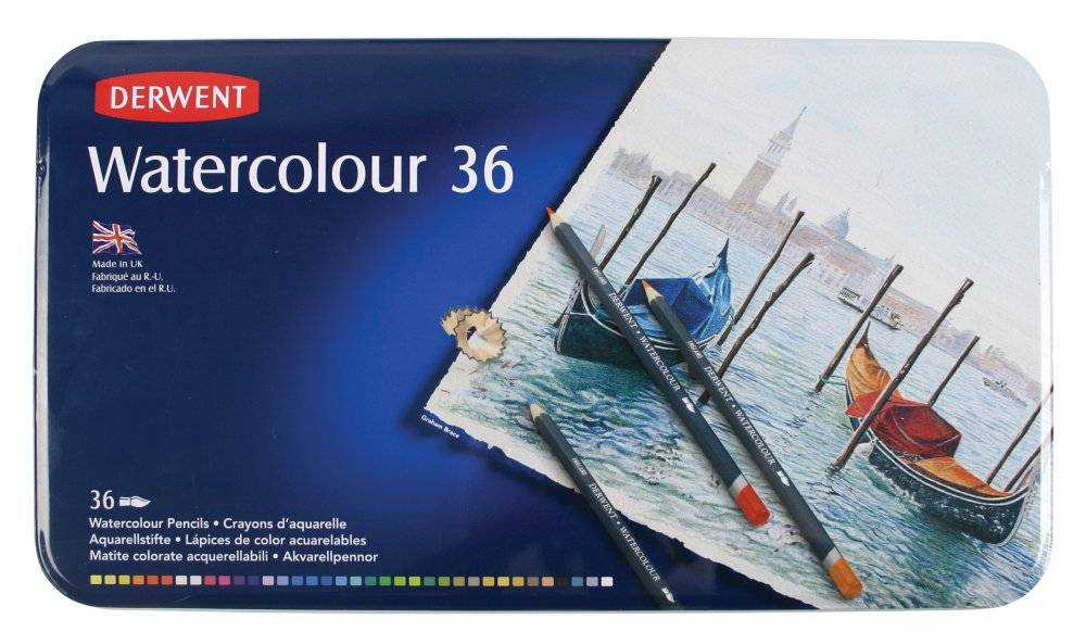Акварельные карандаши Derwent Watercolour 36 цветов в металлической упаковке