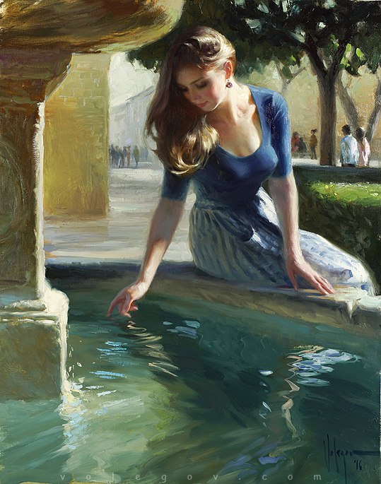 "At the city fountain", 92x73 cm, oil on canvas. April 2016