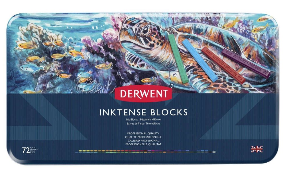 Чернильные блоки Derwent Inktense 72 шт. в металлической упаковке